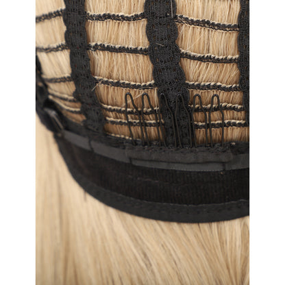 28 inches Ombre Mix blonde Wigs Women's Silky Long Straight Wig Heat Resistant Synthetic Wig With Bangs Hair Wig for Women