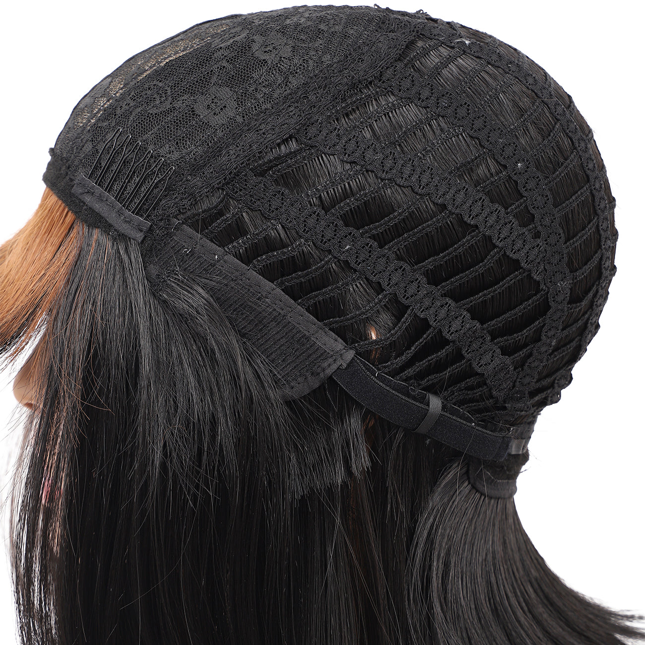 Bob Wigs for Women Short Straight Bob Wig with Hair Bangs Natural Looking Heat Resistant Synthetic Hair Wigs for Women 13 Inches (Black brown highlights)