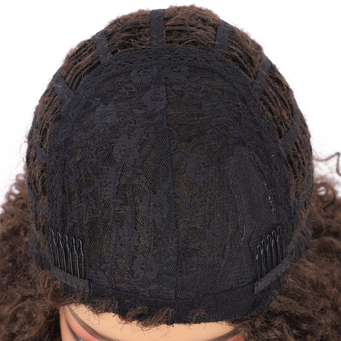 Short Afro Kinky Curly Wigs for Women Side Curved Side Part Natural Looking Big,Bouncy and Super Soft Premium Synthetic Afro Curls Wigs for Women Brown