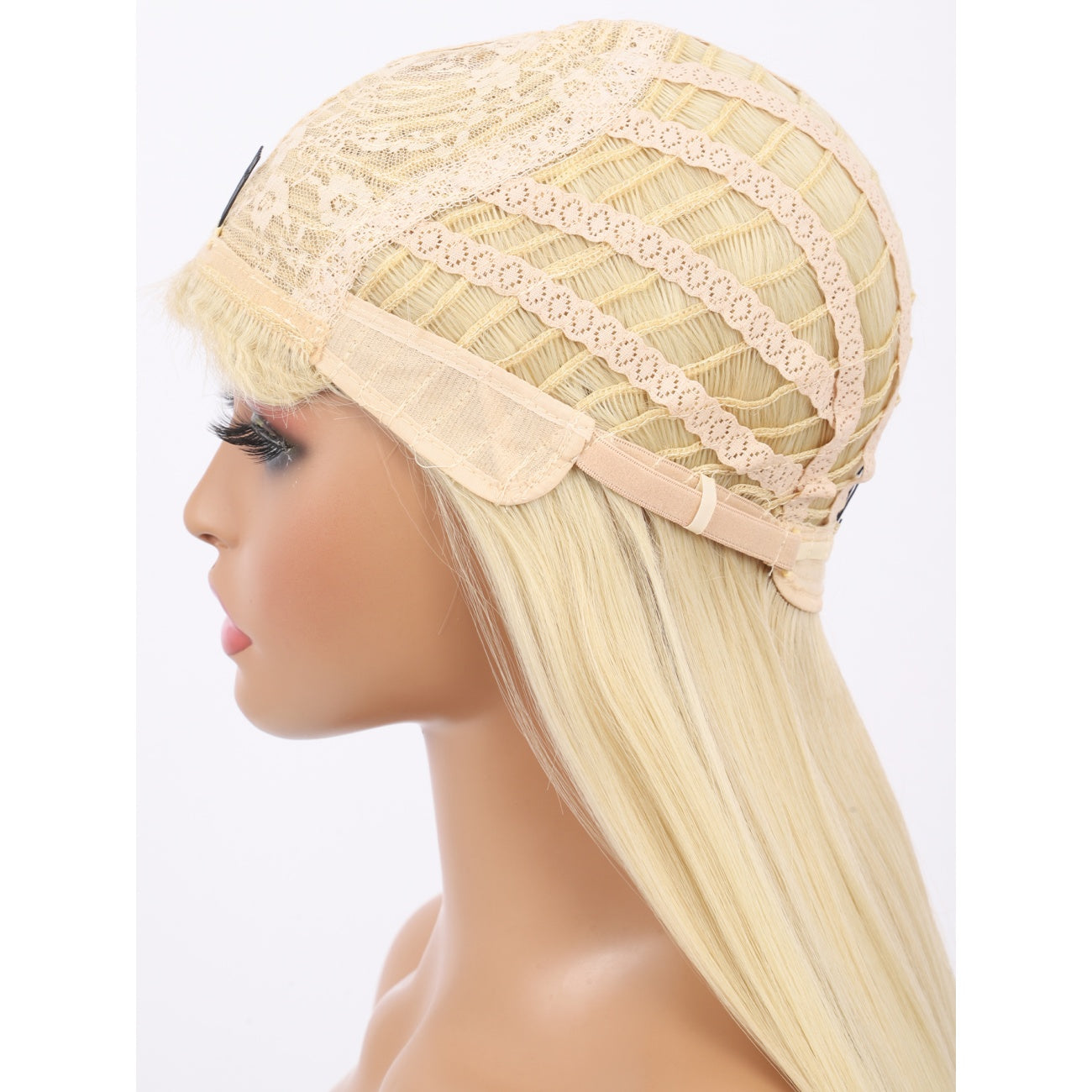 22" Long Straight Silky Smooth Synthetic Hair Wigs with Bangs for Women High Temperature Yaki Texture Full Hair Wigs for Women (Blonde)