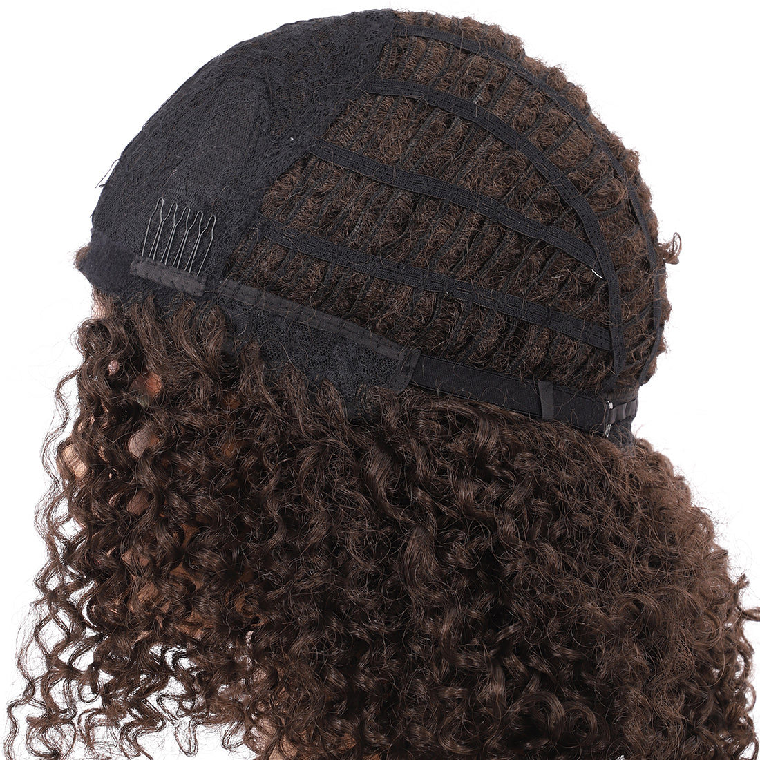 Short Afro Kinky Curly Wigs for Women Side Curved Side Part Natural Looking Big,Bouncy and Super Soft Premium Synthetic Afro Curls Wigs for Women Brown
