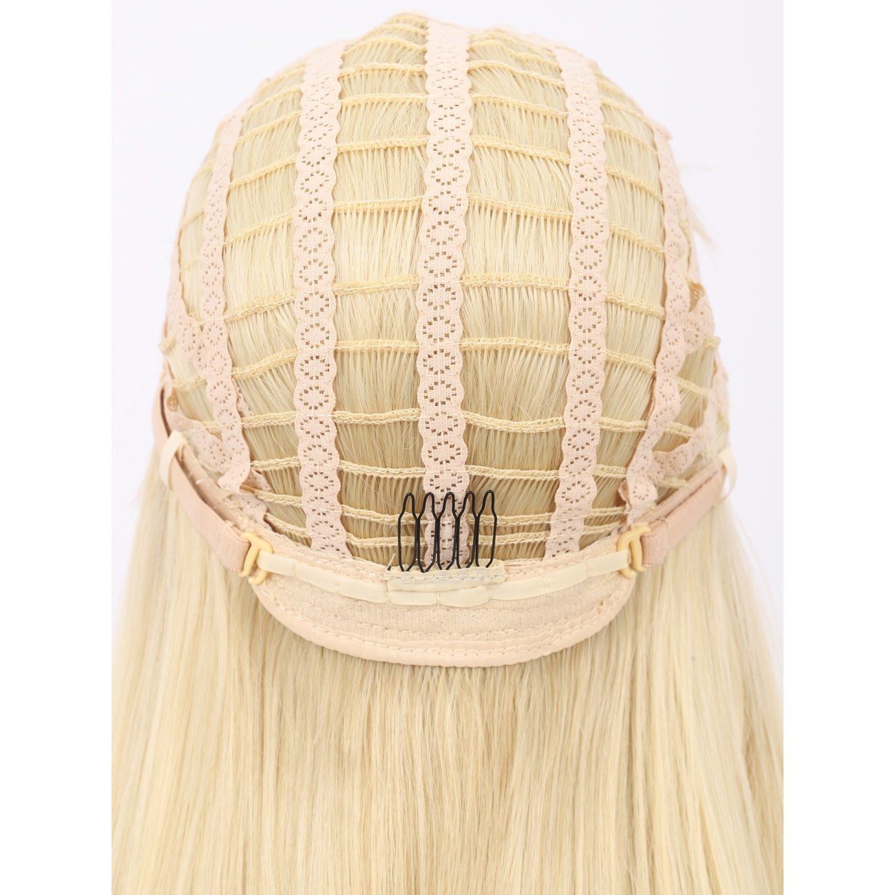 22" Long Straight Silky Smooth Synthetic Hair Wigs with Bangs for Women High Temperature Yaki Texture Full Hair Wigs for Women (Blonde)