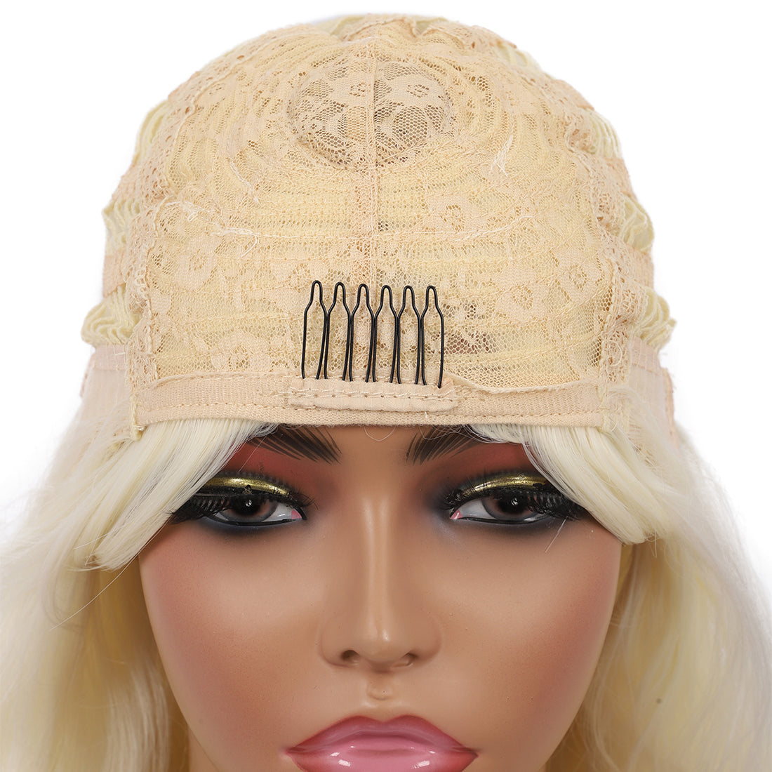 Short Synthetic Platinum blonde Wig with Hair Bangs Short Wavy Curly Wig for Women -Natural Looking and Heat Resistant Full Head Hair Replacement Wig for Daily Wear or Costume Wig