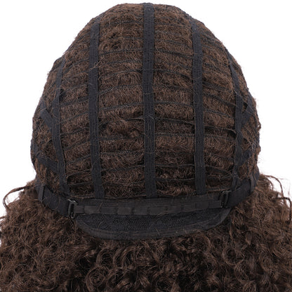 Short Afro Kinky Curly Wigs for Women Side Curved Side Part Natural Looking Big,Bouncy and Super Soft Premium Synthetic Afro Curls Wigs for Women Brown