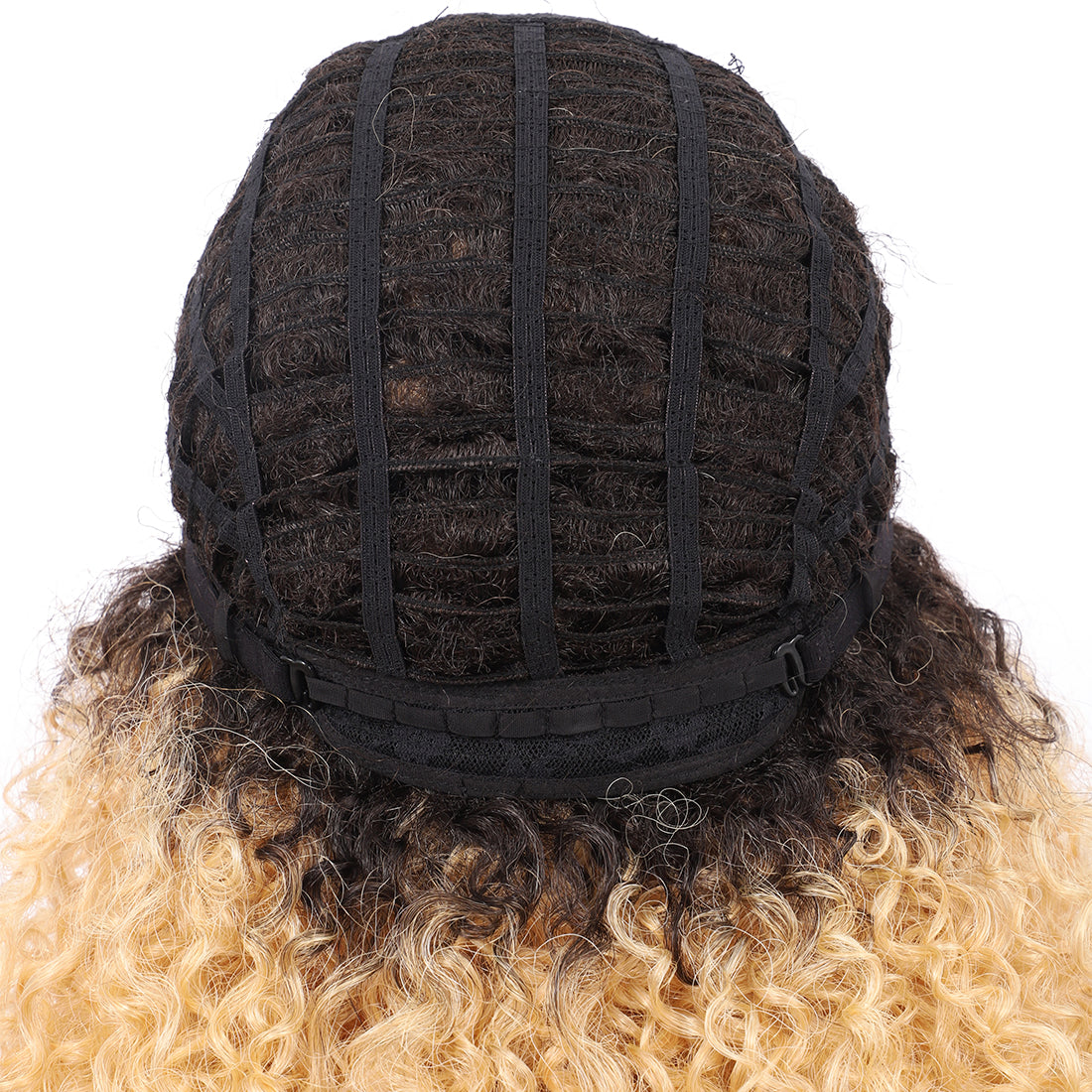 Short Afro Kinky Curly Wigs for Women Side Curved Side Part Natural Looking Big,Bouncy and Super Soft Premium Synthetic Afro Curls Wigs for Women Ombre Blonde