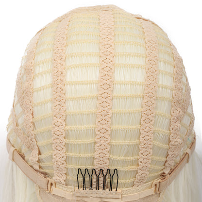 Bob Wigs for Women Short Straight Bob Wig with Hair Bangs Natural Looking Heat Resistant Synthetic Hair Wigs for Women 13 Inches (Platinum Blonde)