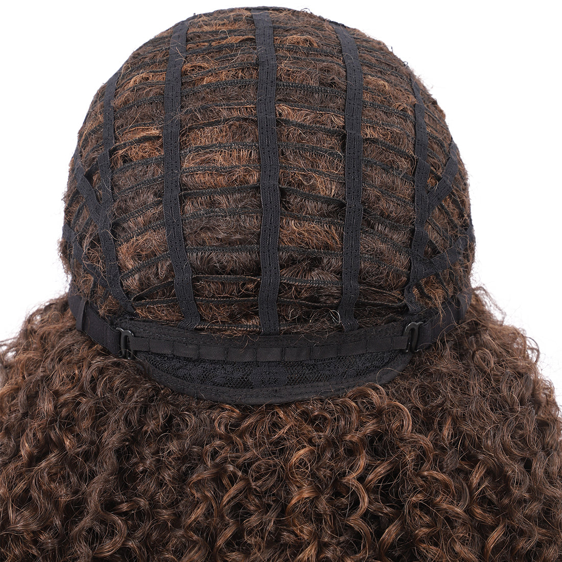 Short Afro Kinky Curly Wigs for Women Side Curved Side Part Natural Looking Big,Bouncy and Super Soft Premium Synthetic Afro Curls Wigs for Women brown highlights