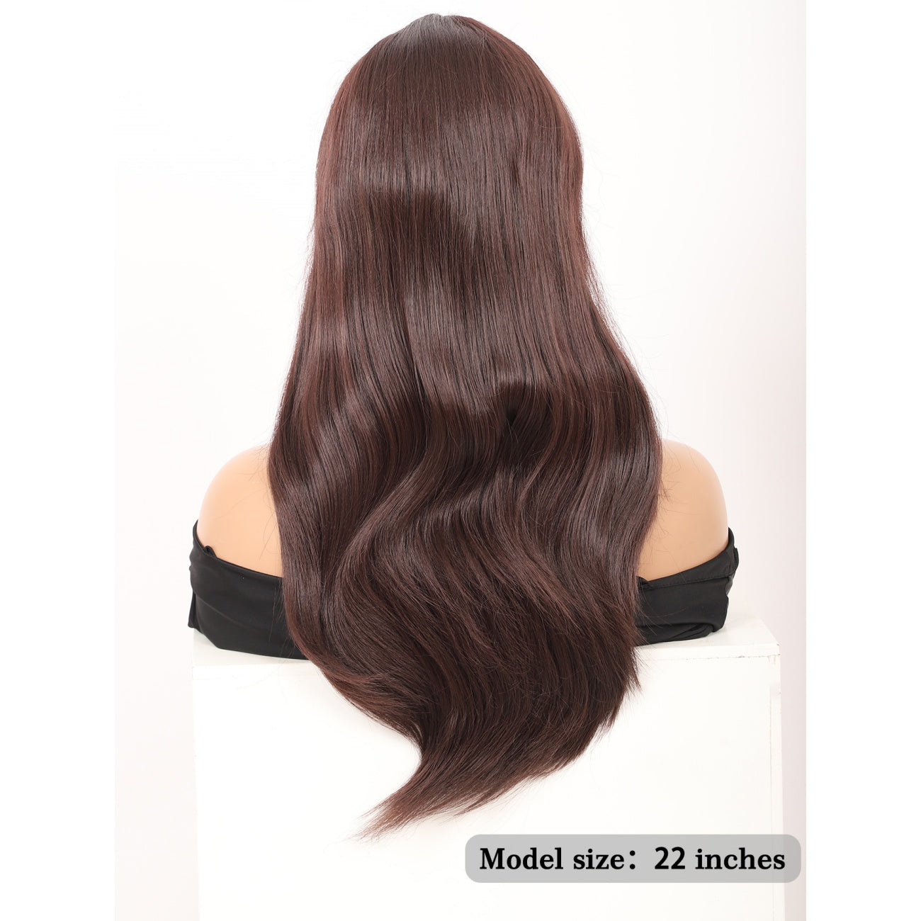 22" Long Straight Silky Smooth Synthetic Hair Wigs with Bangs for Women High Temperature Yaki Texture Full Hair Wigs for Women (Brown)
