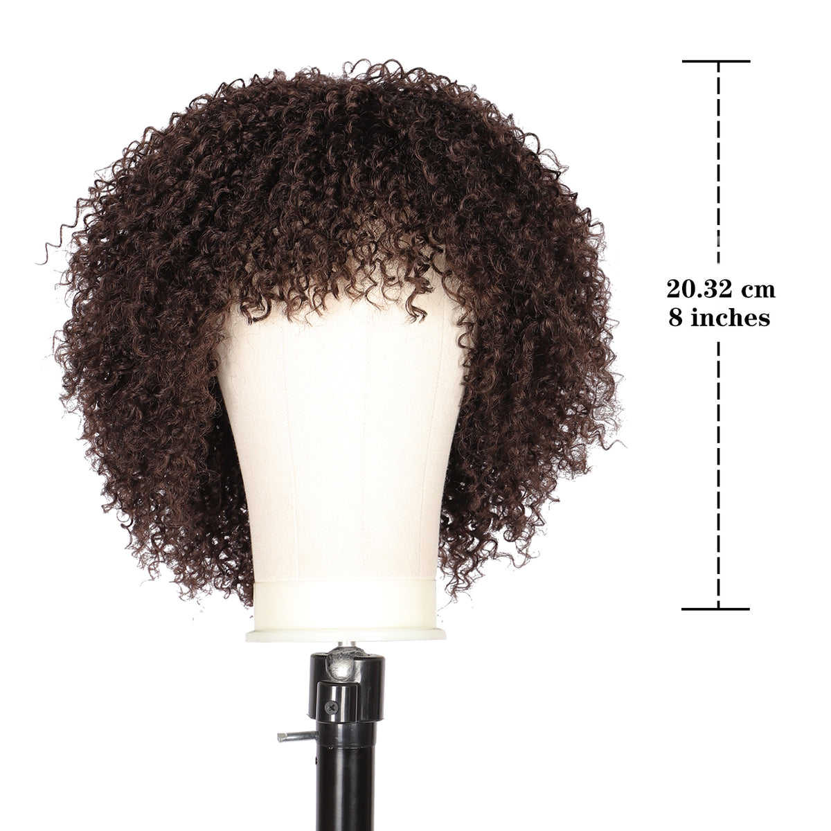 8" Synthetic Short Afro Kinky Curly Wigs for Black Women Realistic Curly Wigs with Hair Bangs Lightweight Soft Bouncy Curls Hair Wigs（Brown）