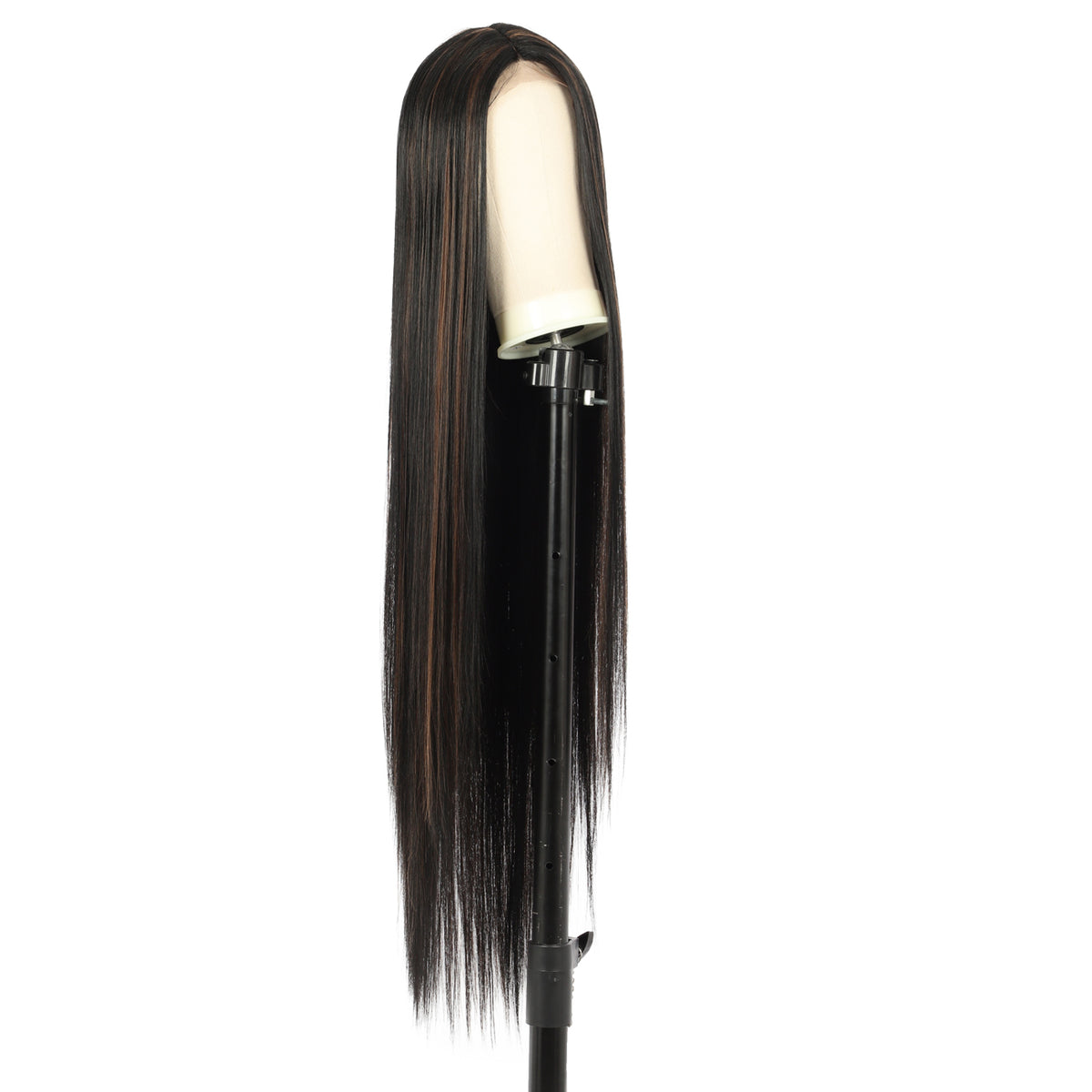 38" Super Long Straight Wigs Lace Front Wigs Middle Part Wig Brown Highlight Synthetic Wig for Women