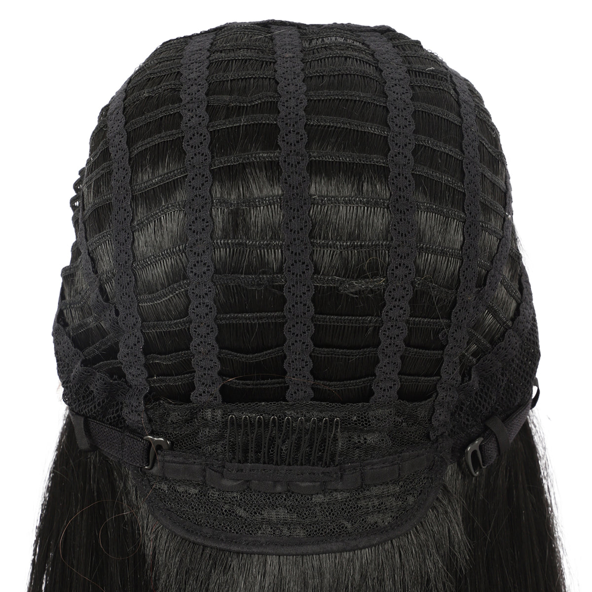 38" Super Long Straight Wigs Lace Front Wigs Middle Part Wig Black with Caramel Highlights Synthetic Wig for Women