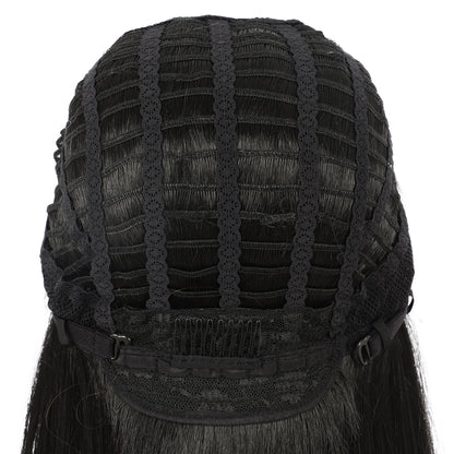 38" Super Long Straight Wigs Lace Front Wigs Middle Part Wig Black with Caramel Highlights Synthetic Wig for Women