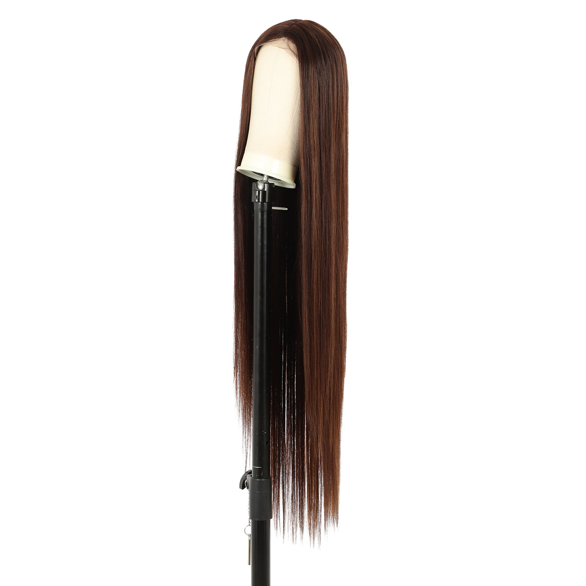 38" Super Long Straight Wigs Lace Front Wigs Middle Part Wig Dark Brown with Highlights Synthetic Wig for Women