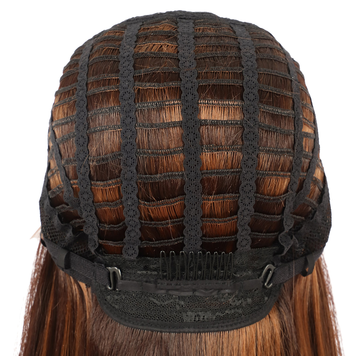 38" Super Long Straight Wigs Lace Front Wigs Middle Part Wig Dark Brown with Highlights Synthetic Wig for Women