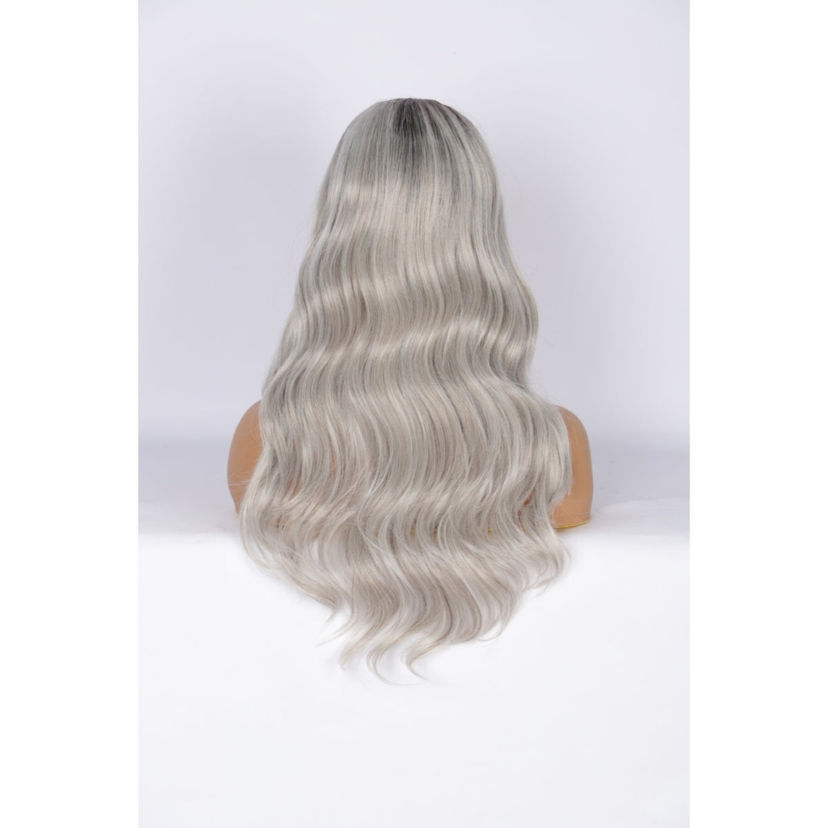 24 Inch Long Curly Wig Side Part  Loose Wave Wig Synthetic Lace Front Wig for Women Ombre Platinum Grey