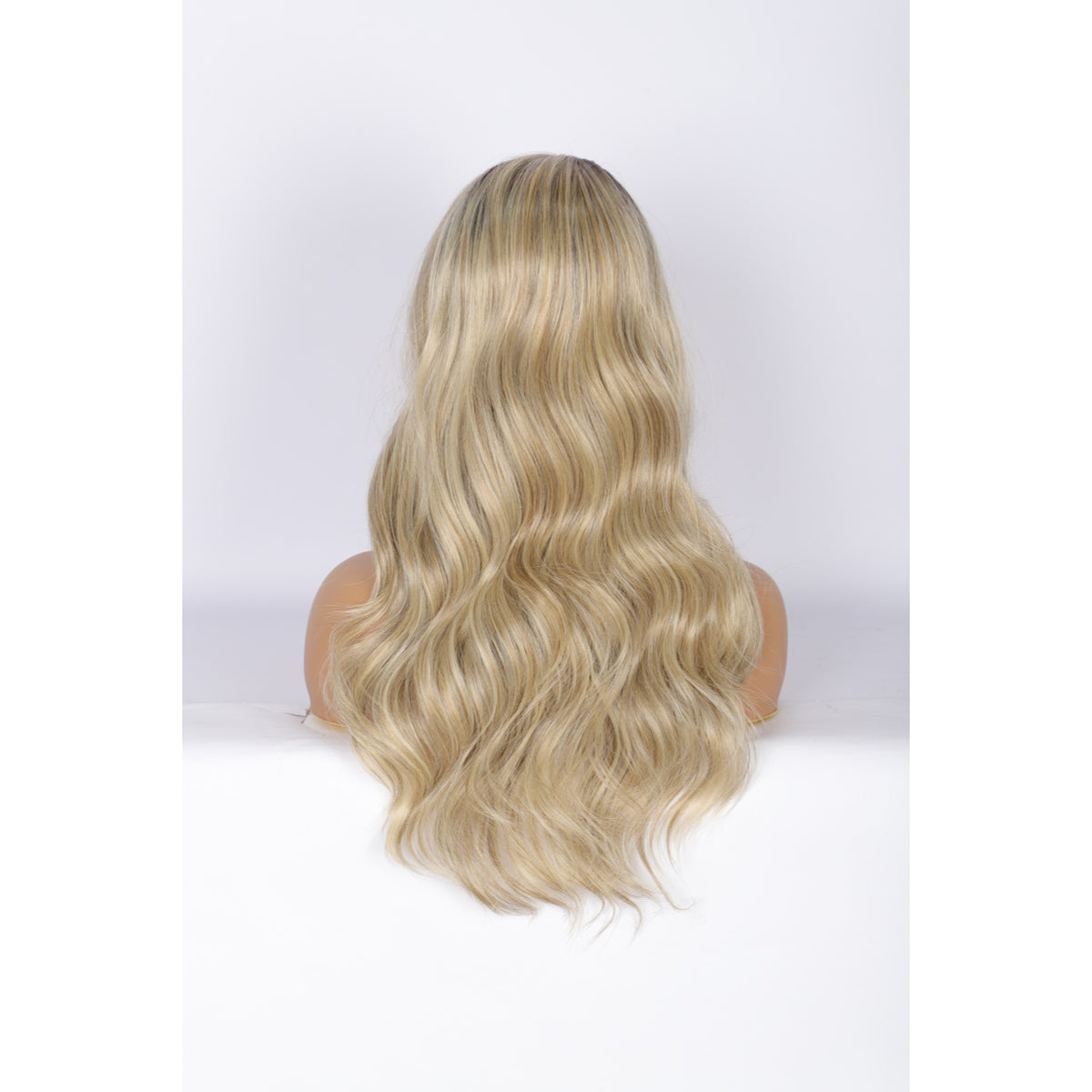 24 Inch Long Curly Wig Side Part  Loose Wave Wig Synthetic Lace Front Wig for Women Ombre Platinum Blonde