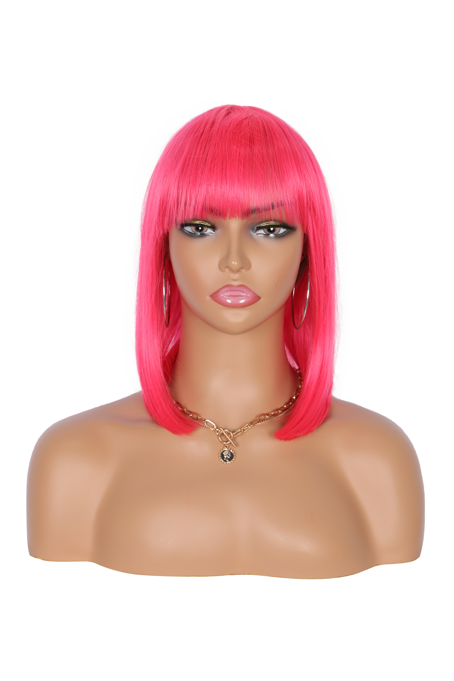Bob Wigs for Women Short Straight Bob Wig with Hair Bangs Natural Looking Heat Resistant Synthetic Hair Wigs for Women 13 Inches (Hot Pink)