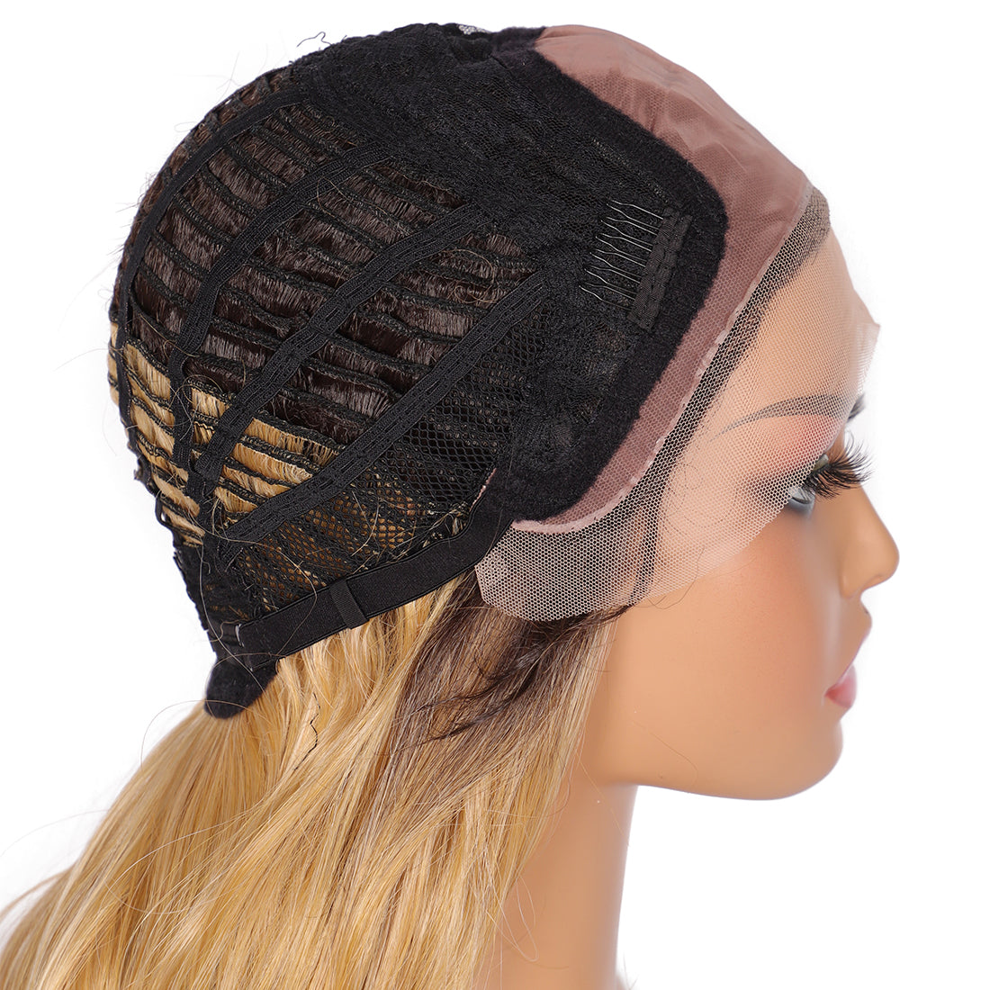 4x4" Free Parting Synthetic Lace Front Wigs with Baby Hairs Natural High Temperature Ombre blonde Color 130% Density Curly Wavy Frontal Lace Hair Wigs for Women,28 Inches