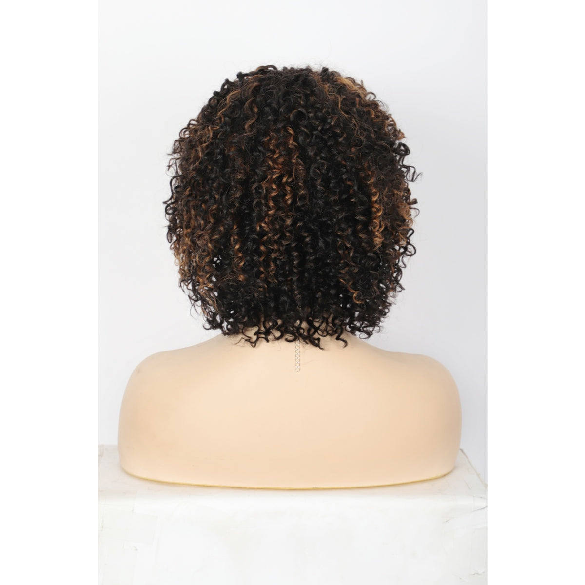11" Short Afro Kinky Curly Wig with Bangs Human Hair Curly Afro Wig Mix Black Brown Afro Wig for Women