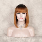 12" Straight Bob Wig Human Hair  Short Wig for Women  Short Bob Wig with Bangs Glueless Natural Look
