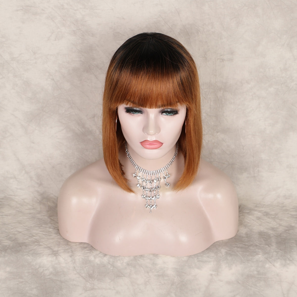 12" Straight Bob Wig Human Hair  Short Wig for Women  Short Bob Wig with Bangs Glueless Natural Look