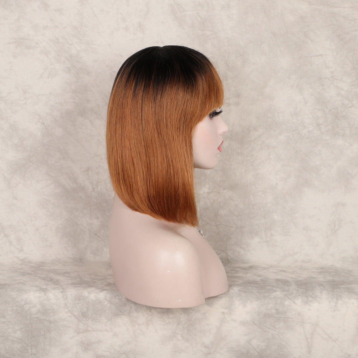 12" Straight Bob Wig Human Hair  Short Wig for Women  Short Bob Wig with Bangs Glueless Natural Look