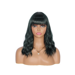 Short Synthetic Dark Teal Green Wig with Hair Bangs Short Wavy Curly Wig for Women -Natural Looking and Heat Resistant Full Head Hair Replacement Wig for Daily Wear or Costume Wig