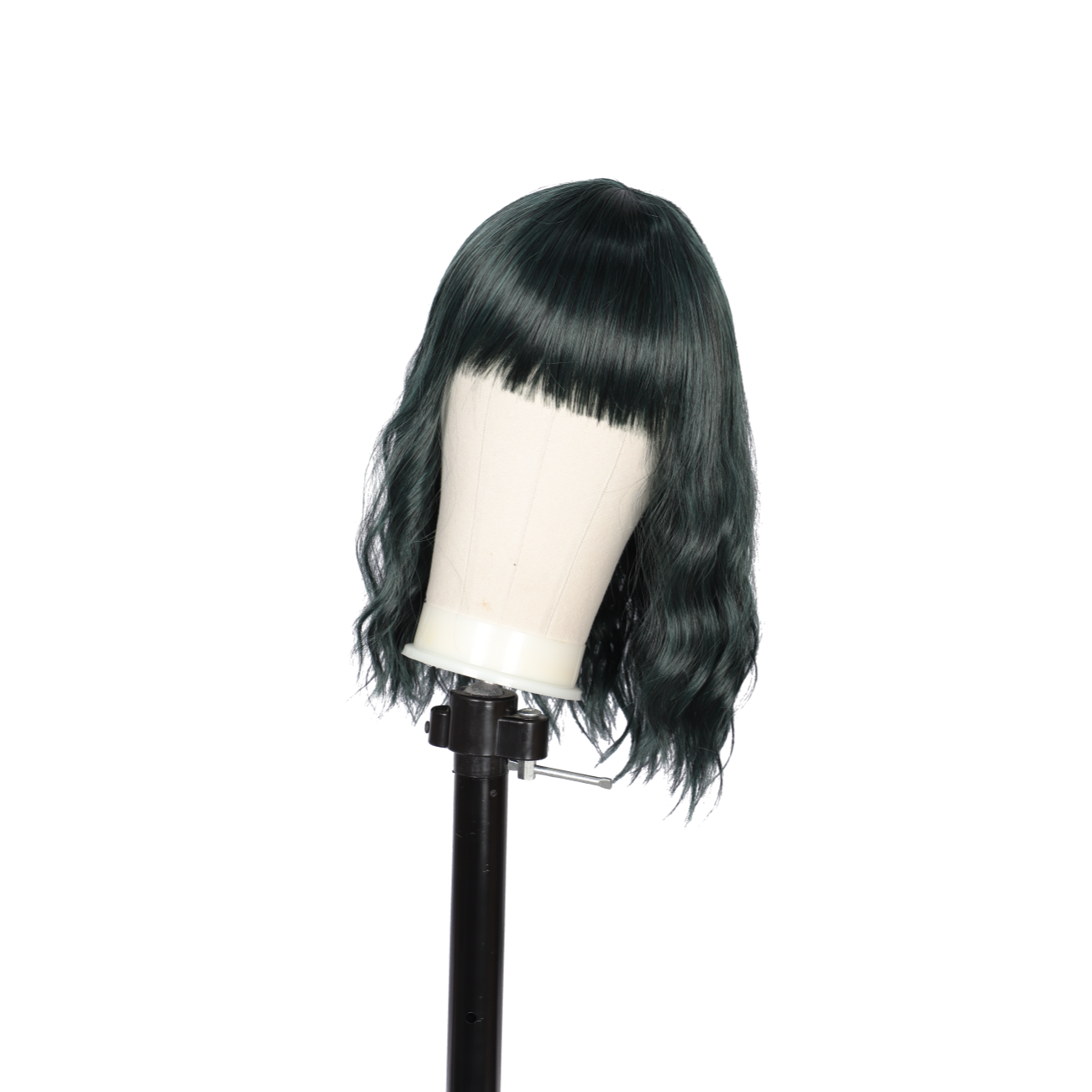 Short Synthetic Dark Teal Green Wig with Hair Bangs Short Wavy Curly Wig for Women -Natural Looking and Heat Resistant Full Head Hair Replacement Wig for Daily Wear or Costume Wig