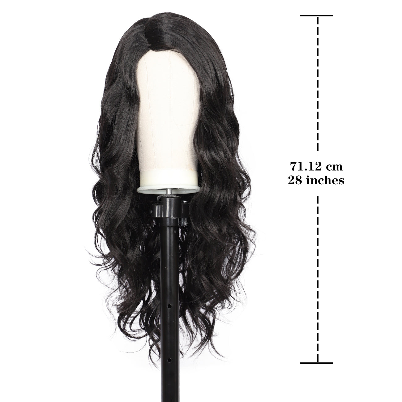 28 inches Black  Yaki Synthetic Hair Wigs for Women Long Body Wavy Curly Wigs L Parting Natural Looking Heat Resistant Replacement Wigs
