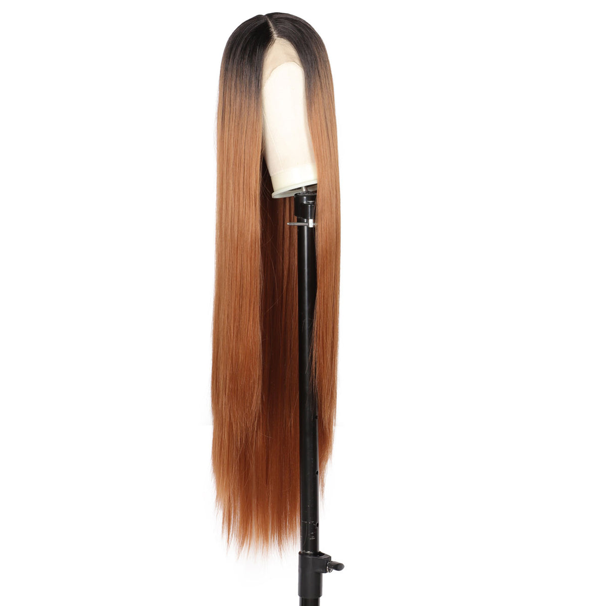 38" Super Long Straight Wigs Lace Front Wigs Middle Part Wig Ombre Mix Brown Synthetic Wig for Women