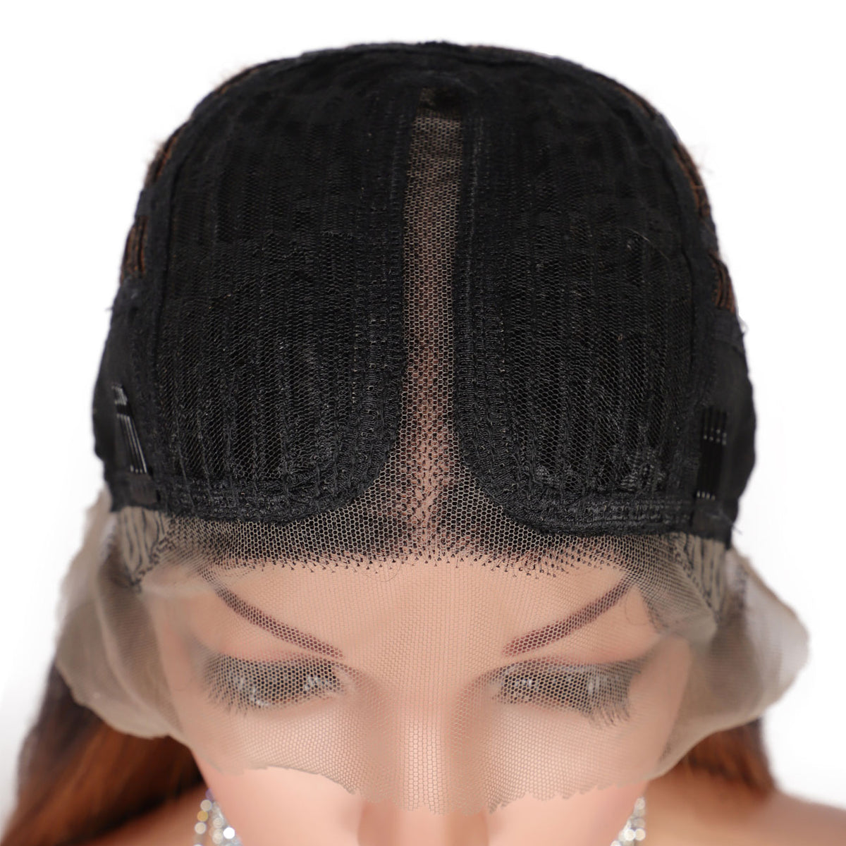 38" Super Long Straight Wigs Lace Front Wigs Middle Part Wig Ombre Mix Brown Synthetic Wig for Women