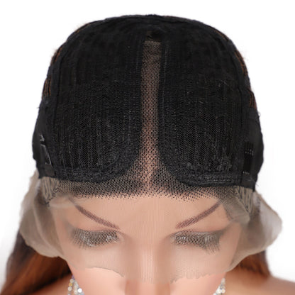 38" Super Long Straight Wigs Lace Front Wigs Middle Part Wig Ombre Mix Brown Synthetic Wig for Women