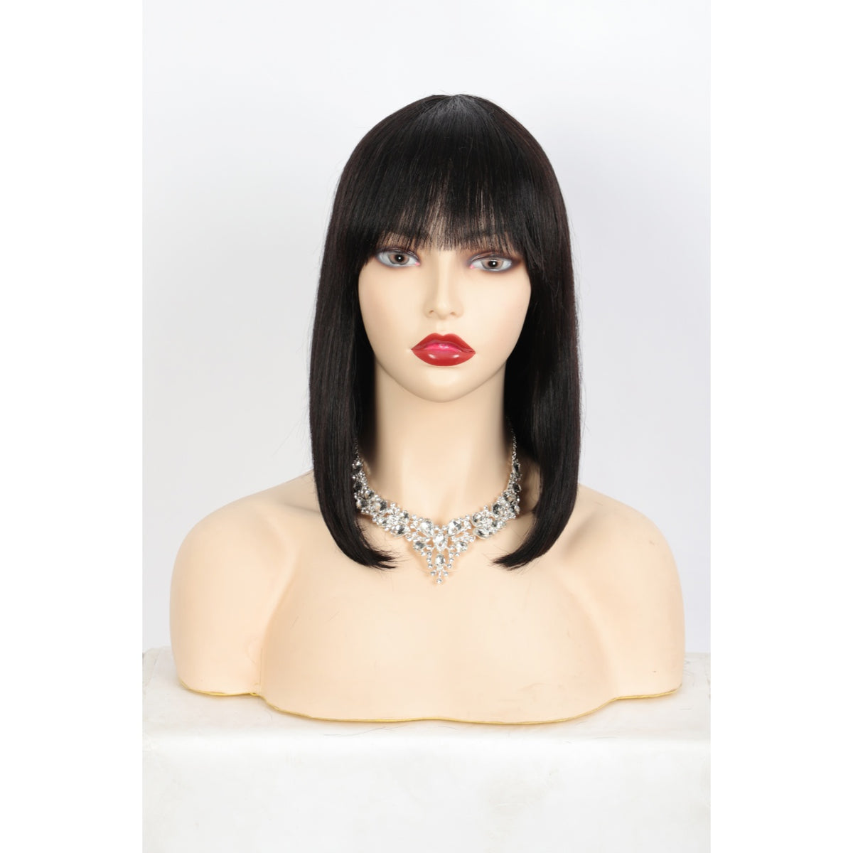 12" Straight Bob Wig Human Hair  Short Wig for Women  Short Bob Wig with Bangs Glueless Natural Look