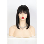 12" Straight Bob Wig Human Hair  Short Wig for Women  Short Bob Wig with Bangs Glueless Natural Look