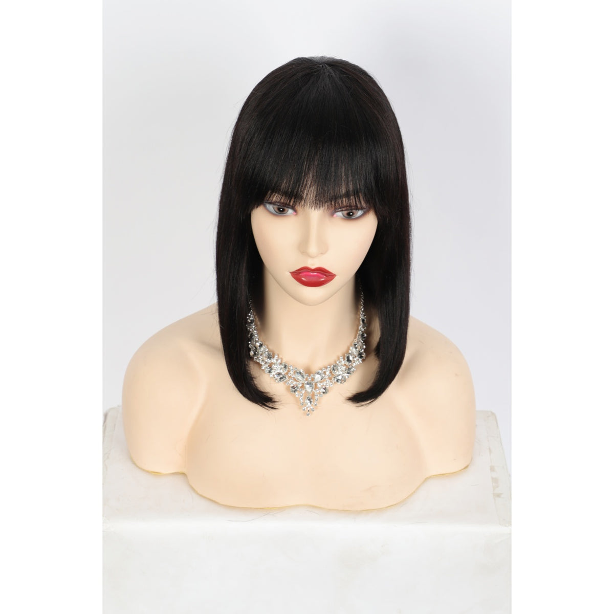 12" Straight Bob Wig Human Hair  Short Wig for Women  Short Bob Wig with Bangs Glueless Natural Look