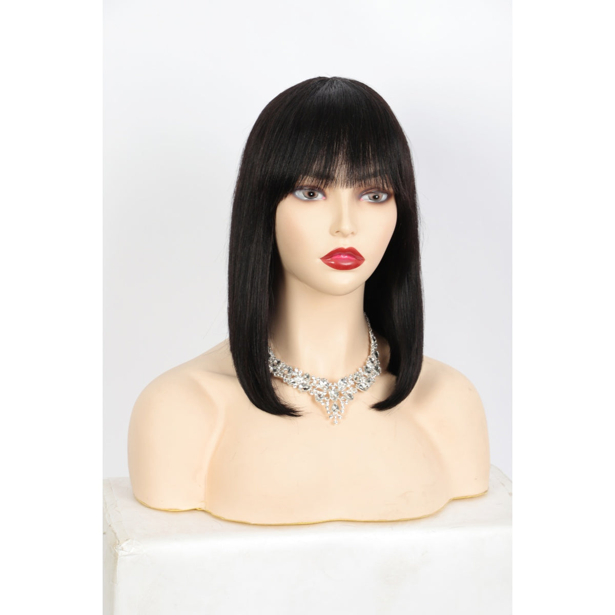 12" Straight Bob Wig Human Hair  Short Wig for Women  Short Bob Wig with Bangs Glueless Natural Look