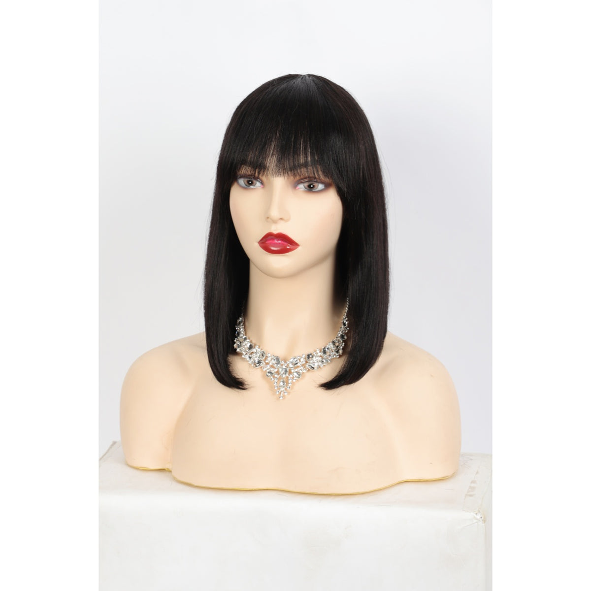 12" Straight Bob Wig Human Hair  Short Wig for Women  Short Bob Wig with Bangs Glueless Natural Look