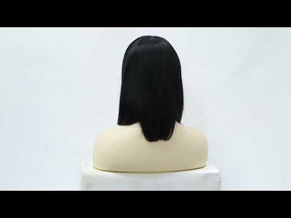12" Straight Bob Wig Human Hair  Short Wig for Women  Short Bob Wig with Bangs Glueless Natural Look