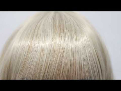 Short Synthetic Light ash blonde Wig with Hair Bangs Short Wavy Curly Wig for Women -Natural Looking and Heat Resistant Full Head Hair Replacement Wig for Daily Wear or Costume Wig